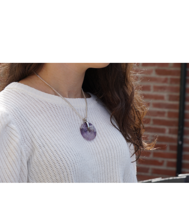 Amethyst necklace with donut pendant
