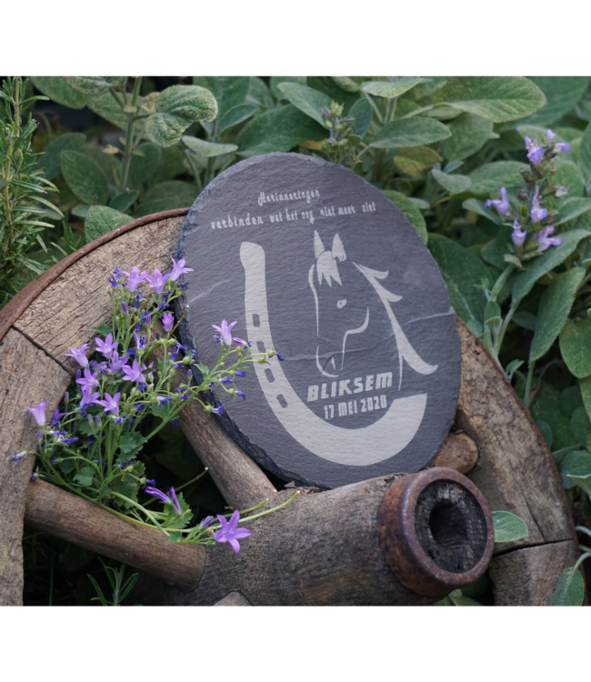 Round memorial stone horse