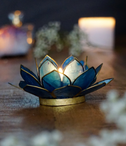 Theelichthouder Lotus | Blauw