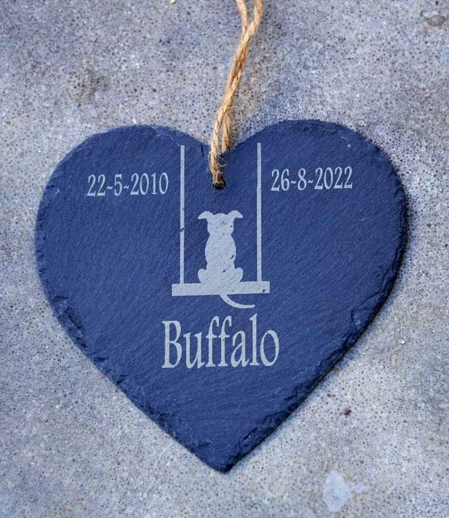 Slate Heart Memorial Stone for Dog