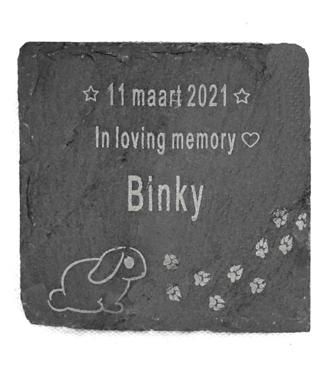 Slate Memorial Stone for Rabbit with Name, Date and Text