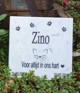 Memorial stone Cat | White Marble