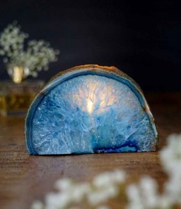 Tea light holder Agate | Blue