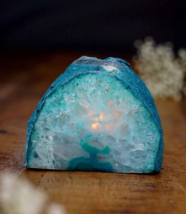 Turquoise Agate Gemstone Tea Light Holder