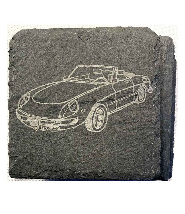 Stone coasters Alfa  Romeo Spider with your own number plate