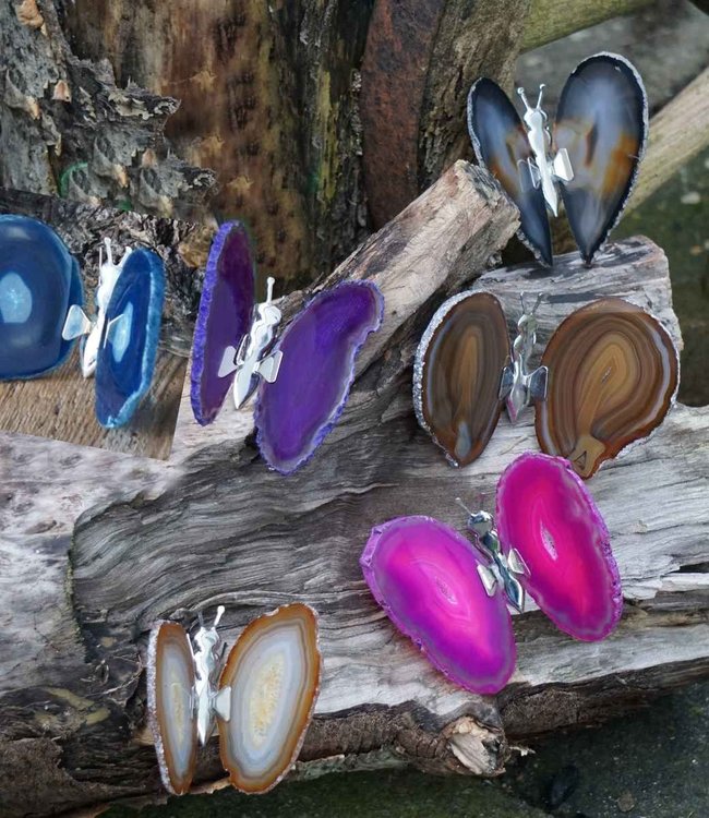 Round slate memorial stone with butterfly