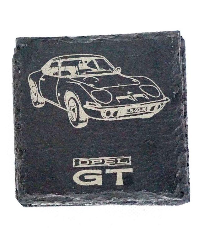 Stenen onderzetters Opel GT met je eigen kenteken of naam