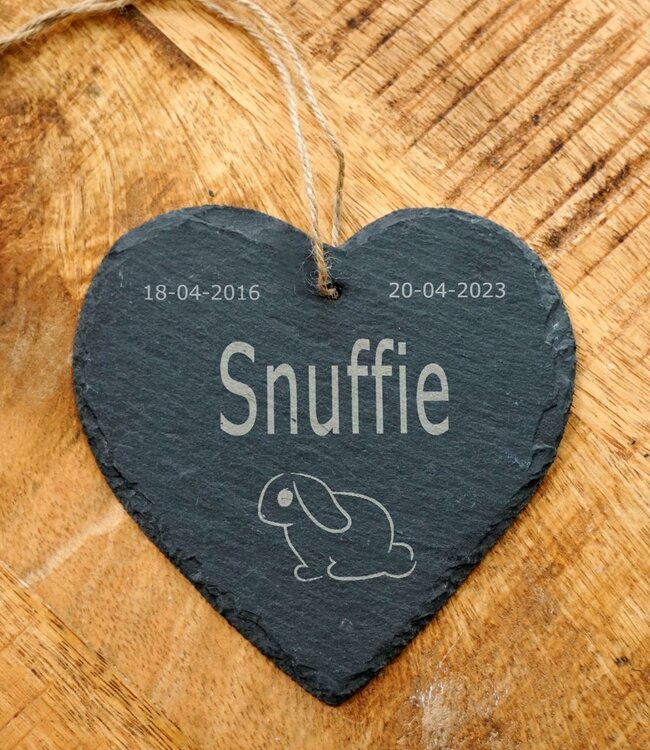 Slate Heart Memorial Stone for Rabbit