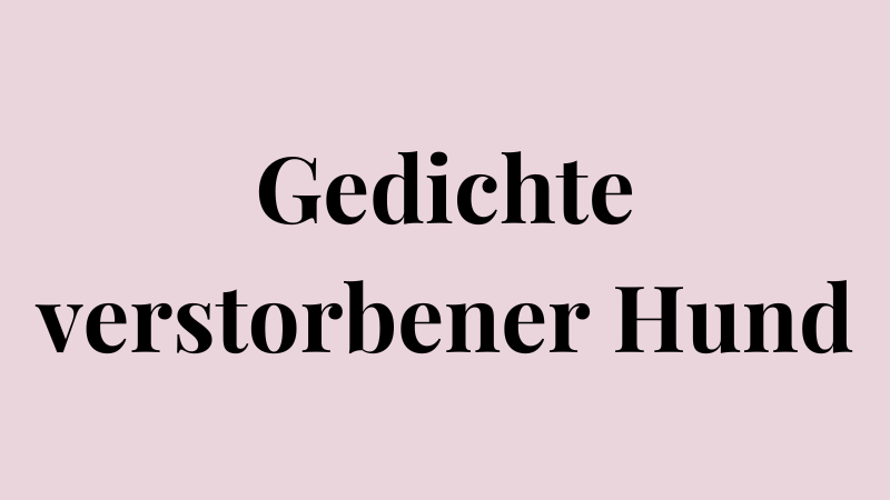 Gedichte über verstorbene Hunde