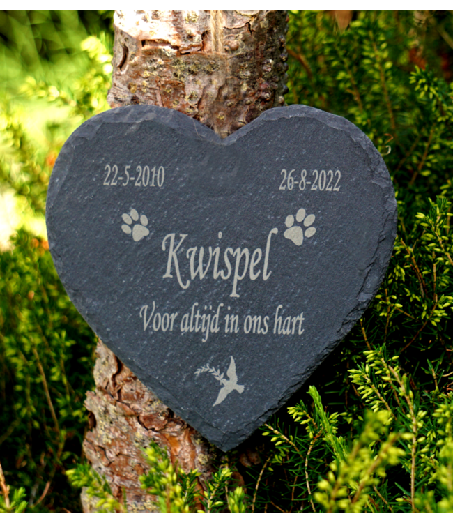 Large Slate Heart with Animal Paws for Dog or Cat