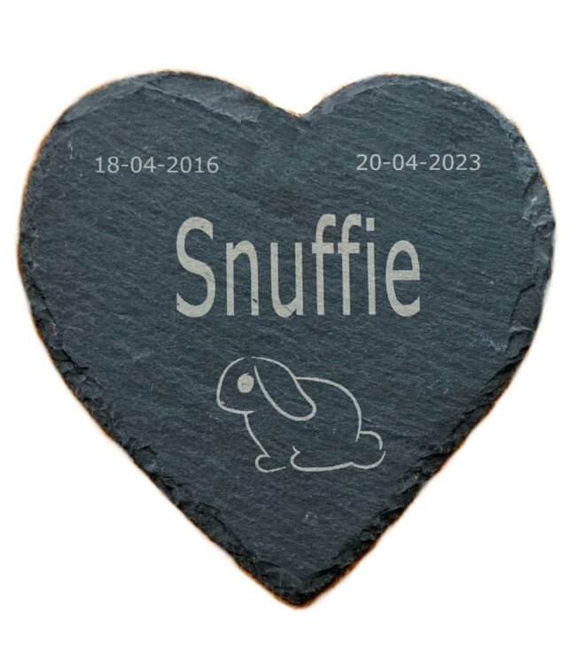 Large Slate Heart Memorial Stone for Rabbit