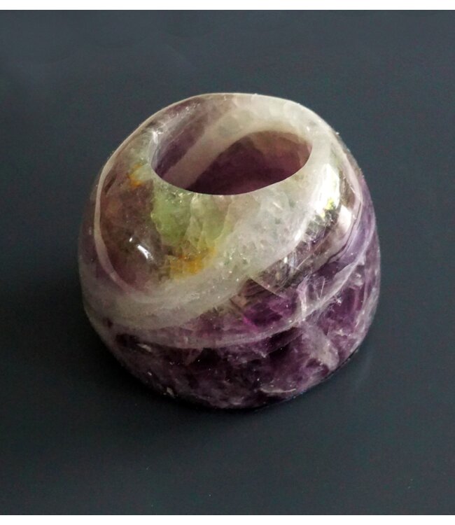 Rainbow Fluorite Gemstone Tea Light Holder
