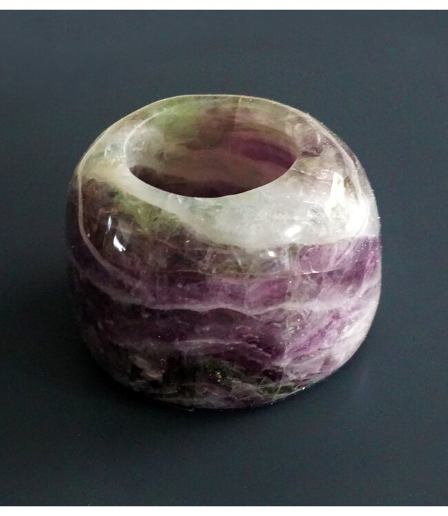 Rainbow Fluorite Gemstone Tea Light Holder