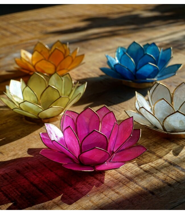 Magenta Red Lotus Flower Tea Light Holder