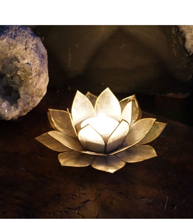Weißer Lotusblume Teelichthalter