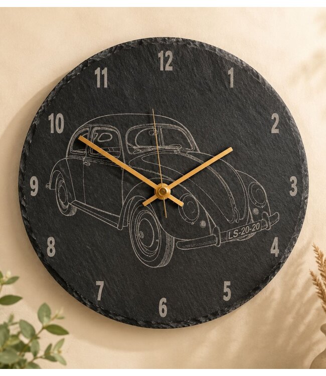 Beetle wall clock with your own badge or name