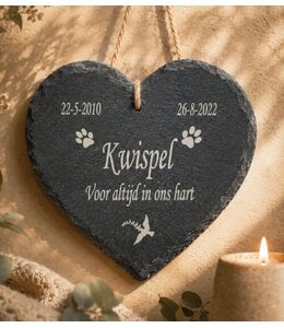 Gedenksteen Hart met Dierenpootjes | Leisteen