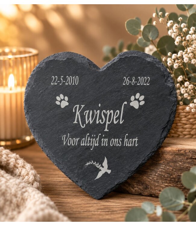 Large Slate Heart with Animal Paws for Dog or Cat