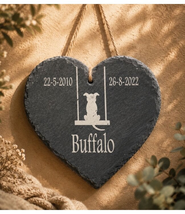 Slate Heart Memorial Stone for Dog
