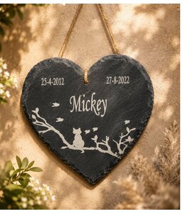 Memorial Stone Heart for Cat | Slate