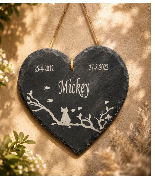 Slate Heart Memorial Stone for Cat