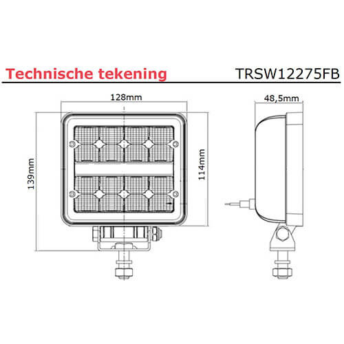 LED Arbeitsscheinwerfer quadratisch 3800lm / 40Watt / Deutsch-Con. / 9-36v  - Vehiclelightshop