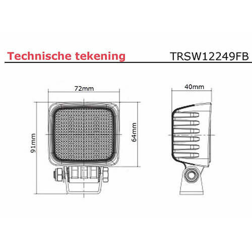 TRALERT® Beispiel Arbeitsscheinwerfer | 12-24V | 40cm. Kabel
