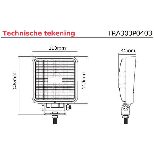 TRALERT® LED Werklamp | 1500 lumen  | 9-36v | 400cm. kabel
