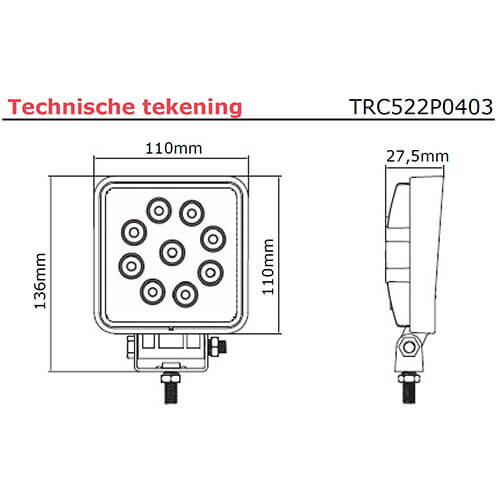 TRALERT® Flache LED arbeitsscheinwerfer, 1710 Lumen, 12-24V
