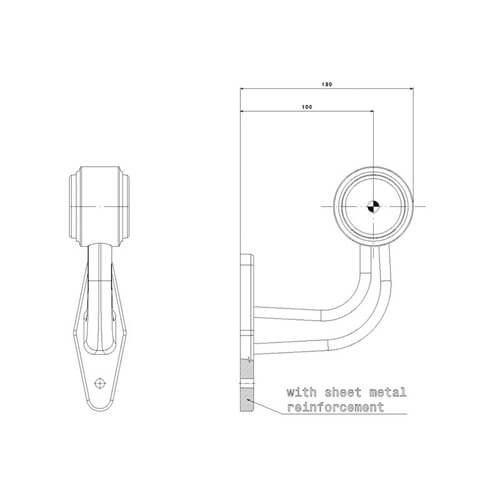 Fristom Links | LED breedtelamp  | haakse steel | 12-24v | 1,5mm² connector