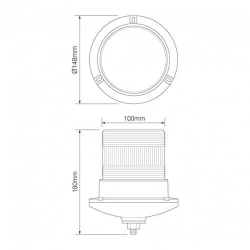 ElectraQuip  R65 LED Flits/zwaailamp | 10-30v | met PC enkelbouts