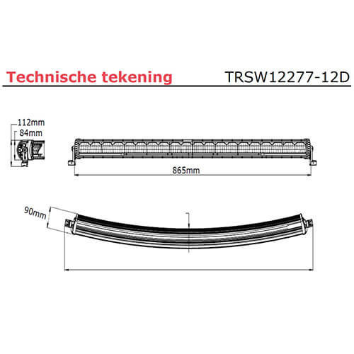 TRALERT® LED bar met standlicht 180 watt / 12000 lumen 9 - 30V 0,4m + Deutsch