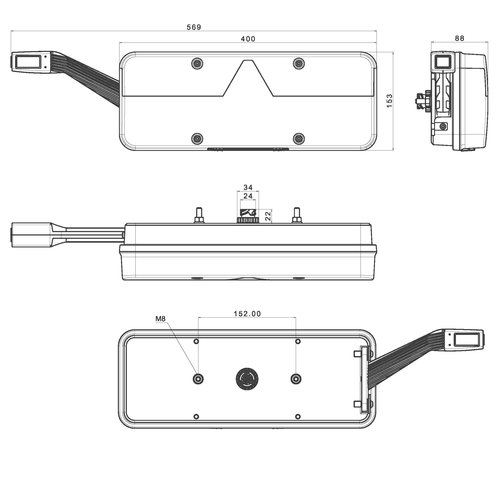 Fristom Links | LED trailerlamp | dynamisch knipperlicht  | 9-36v | 7-PIN