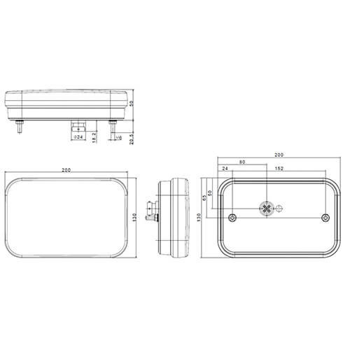 Fristom Rechts | LED achterlicht met achteruitrijlicht | 12v | 5PIN