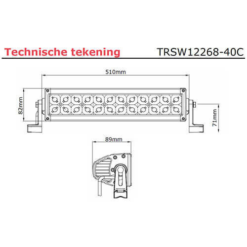 TRALERT® LED lichtbalk 120 watt | 8400 lumen | 9-30v | 40cm. kabel | Deutsch-connector