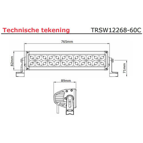 TRALERT® LED bar | 180 watt | 12600 lumen | 9-30v | 40cm. kabel | Deutsch-connector