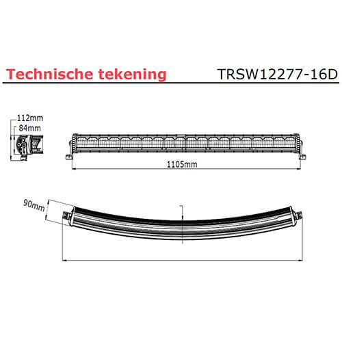 TRALERT® LED bar | 240 watt | 16000 lumen | 9-30v | 40cm. kabel + Deutsch
