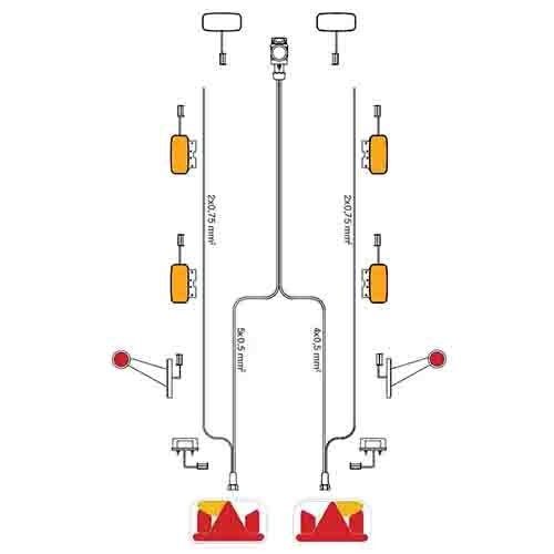 Fristom Kabelboom 5-PIN | 6,0m lang met 4,6m DC-kabel & 13-polige