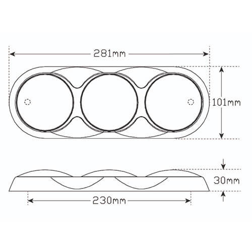 LED Autolamps  3-kamer behuizing zwart tbv de 82-serie