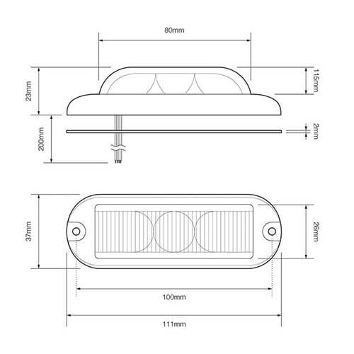 ElectraQuip  LED Flitser 3 LED's Wit 180° | 10-30v |