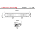 TRALERT® LED bar | 100 watt  9960 lumen | 9-30v | 40cm. kabel | Deutsch-connector