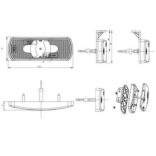 TRALERT® LED zij-markering met knipperlichtfunctie  | 12-36v | 50cm. kabel