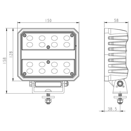 TRALERT® LED Werklamp | 8267 lumen | 80 watt | IP69K | ingebouwde Deutsch-connector