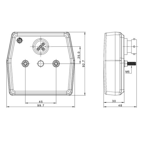 Fristom LED Compact achterlicht  12v incl. kentekenverlichting  5 PIN's