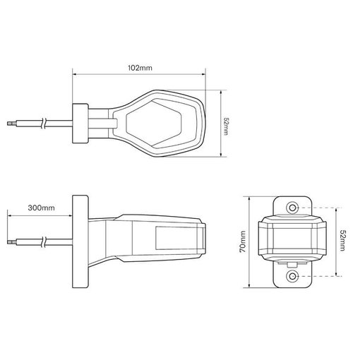 LED Autolamps  Links | LED breedtelamp   | 12-24v | 30cm. kabel (Rood/wit/amber)