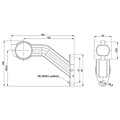 Fristom Rechts | LED breedtelamp  | schuine steel  | 12-36v | 20cm. kabel