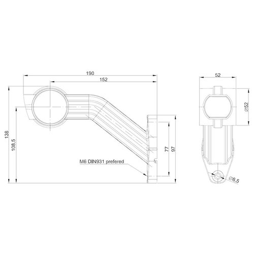 Fristom Links | LED breedtelamp  | schuine steel | 12-24v | 0,75mm² connector