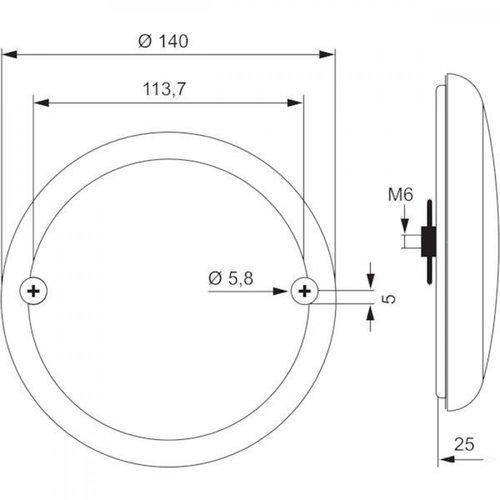 TRALERT® LED Slimline hamburger achteruitrijlicht 12-24v 150cm kabel