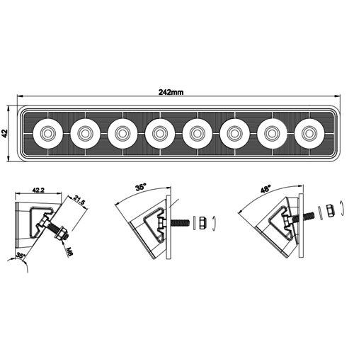 TRALERT® LED Werklamp | 5600 lumen | 48 watt | IP69K | Deutsch-connector