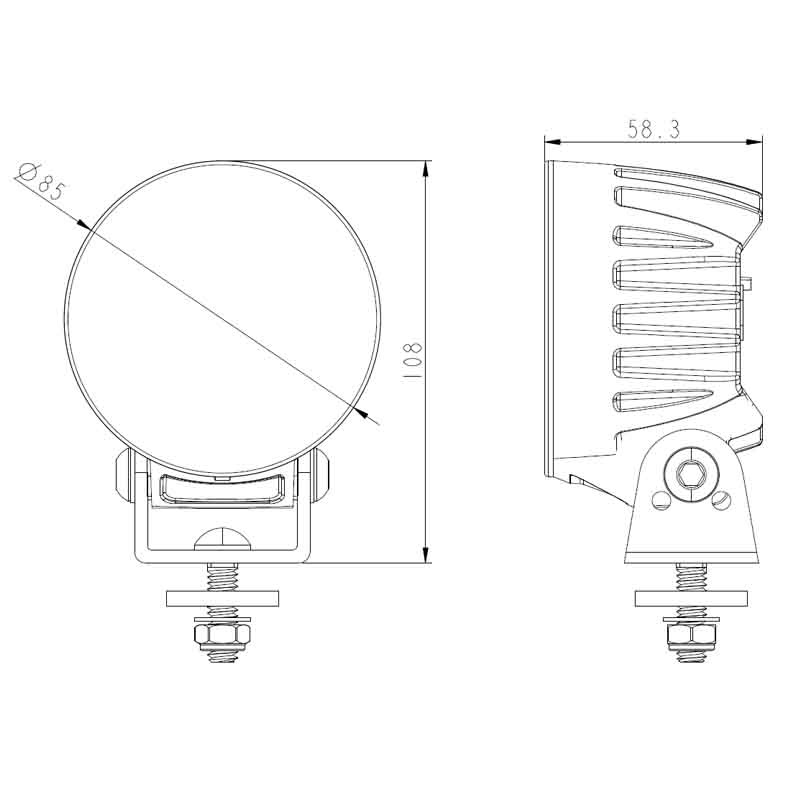 LED Arbeitsscheinwerfer rund 3800lm / 40Watt / Deutsch-Con / 9-36v